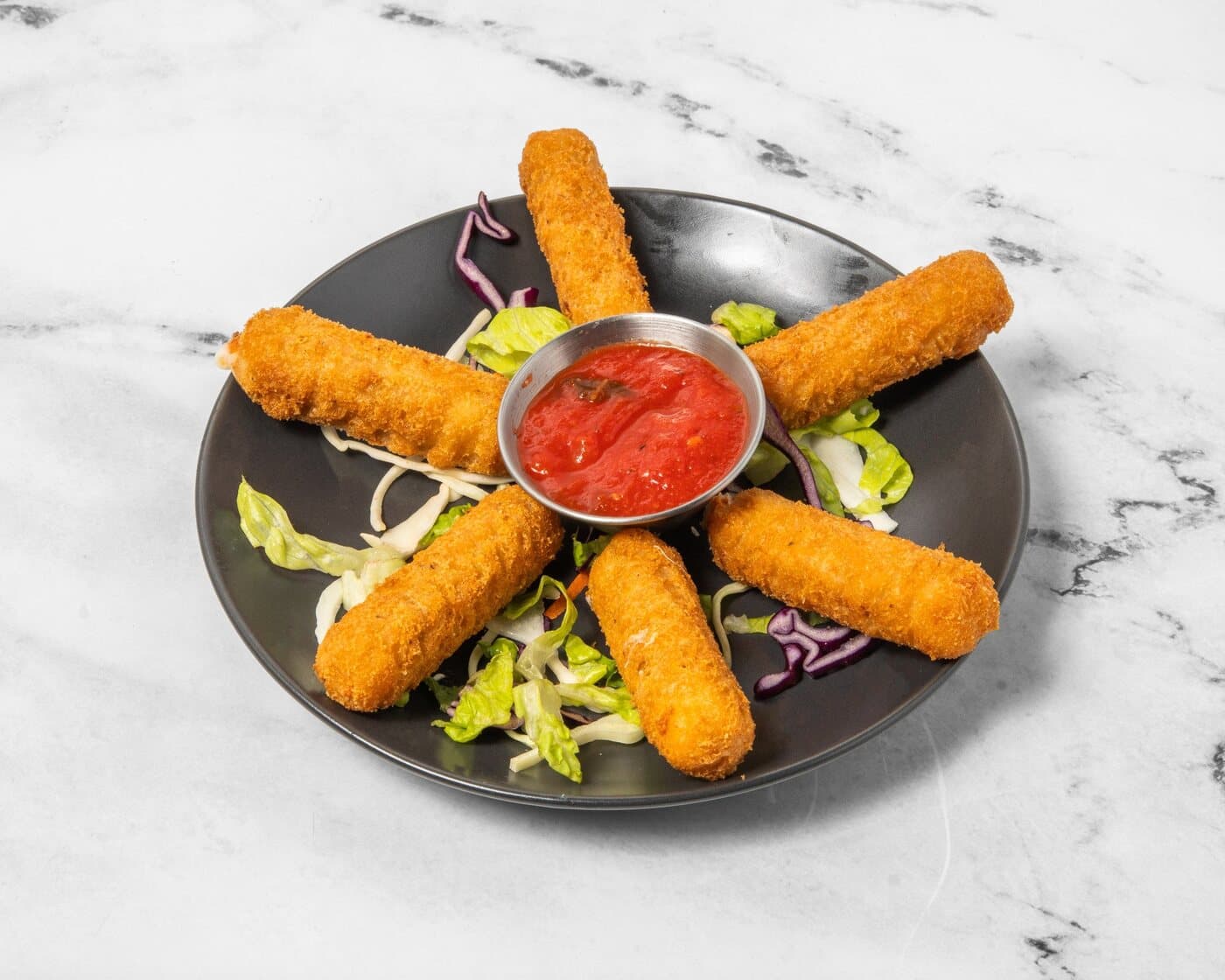 Mozzarella cheese sticks with marinara